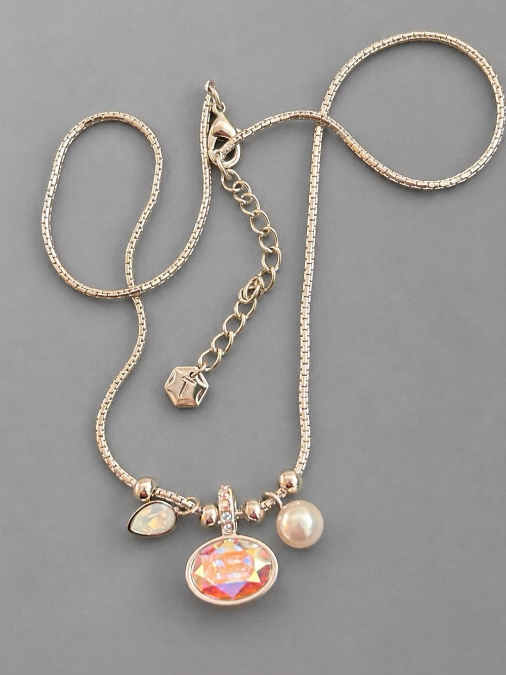 Retired Touchstone Crystal by Swarovski AB Crystal Pendant Necklace